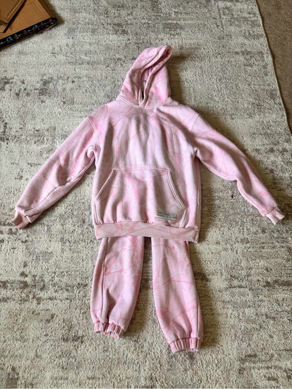 Women's Pink Hoodie and Jogger Set - Relaxed Pullover Sweatshirt and Sweatpants